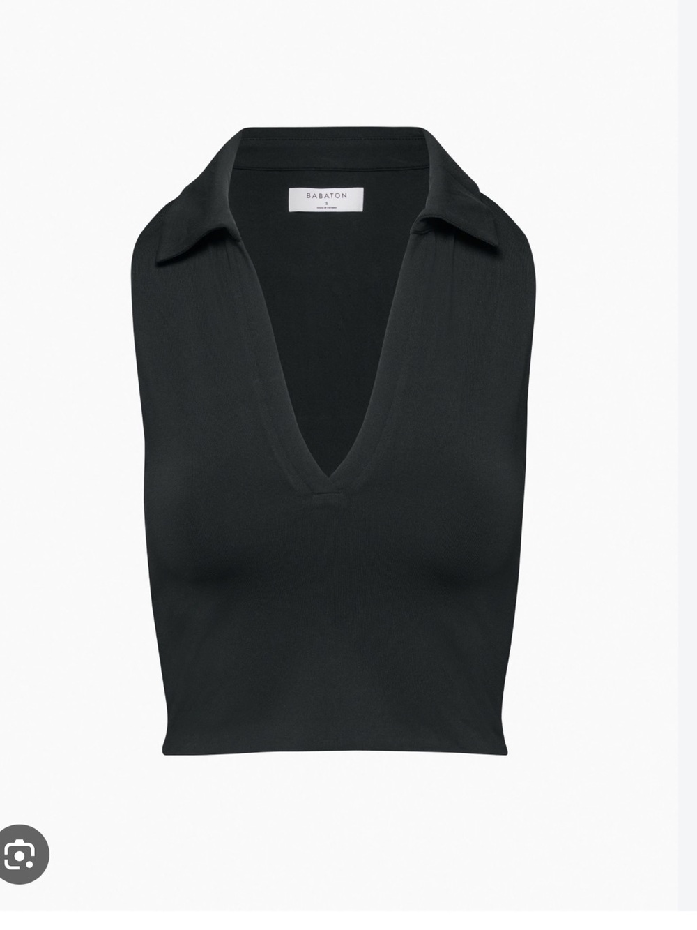 Aritzia Babaton Black Collared V-Neck Sleeveless Top